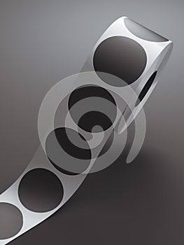 Silver tape with black circles. 3d rendering