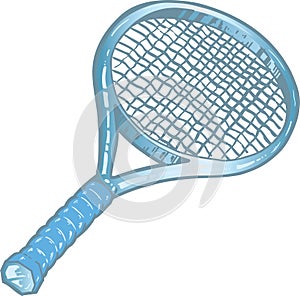 Silver tennis racket illustration