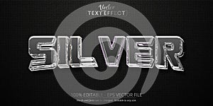 Silver text effect, editable metallic silver text style