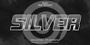 Silver text effect, editable shiny metallic text style