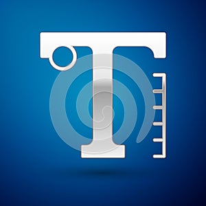 Silver Text icon isolated on blue background. Vector