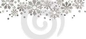 Silver textured snowflakes border