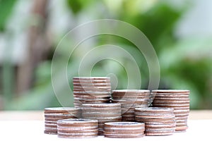 silver Thailand coins stack in business growth concept.