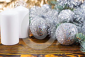 Silver themed Christmas with white candles