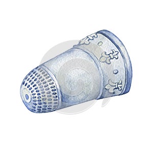 Silver Thimble Decorated with Fleur de Lis.