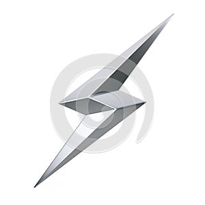 Silver Thunderbolt Lighting Icon. 3d Rendering