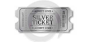 Silver Ticket. Vector illustration for websites, applications, cinemas, clubs, mass events and creative design