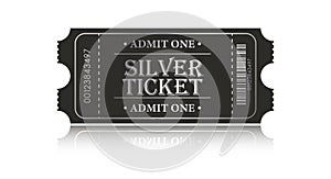 Silver Ticket. Vector illustration for websites, applications, cinemas, clubs, mass events and creative design