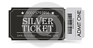 Silver Ticket. Vector illustration for websites, applications, cinemas, clubs, mass events and creative design