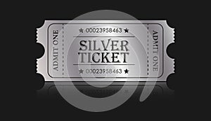 Silver Ticket. Vector illustration for websites, applications, cinemas, clubs, mass events and creative design