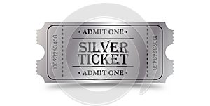 Silver Ticket. Vector illustration for websites, applications, cinemas, clubs, mass events and creative design