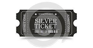 Silver Ticket. Vector illustration for websites, applications, cinemas, clubs, mass events and creative design