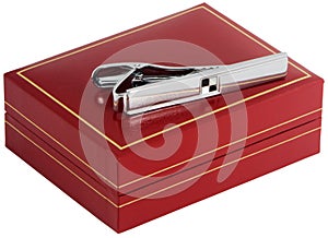 Silver tie-pin and box