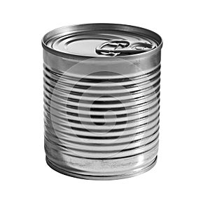 A silver tin can isolated on white