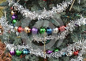 Silver tinsel garlands Christmas tree ball ornaments