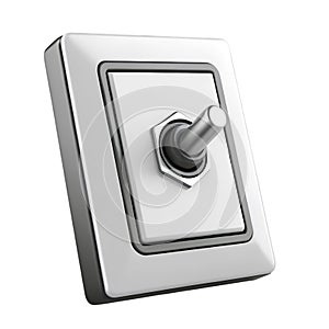 Silver Toggle Switch 3 D Icon White Background button