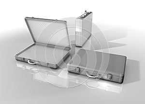 Silver toned metal briefcase