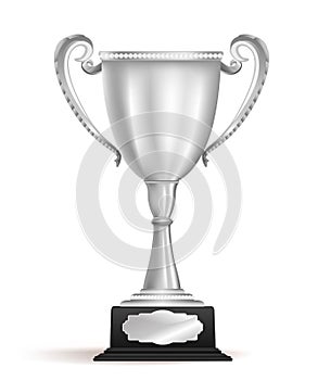 Silver trophy cup award on white