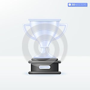 Silver Trophy cup icon symbols. champions rewards ceremony, success, 2rd winner concept. 3D vector isolated illustration design.