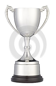 Silver trophy cup isolated with path