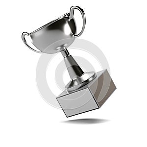 Silver trophy cup isolated on white background