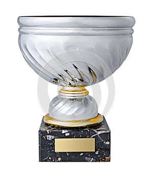 A silver trophy cup, isolated on a white background design element