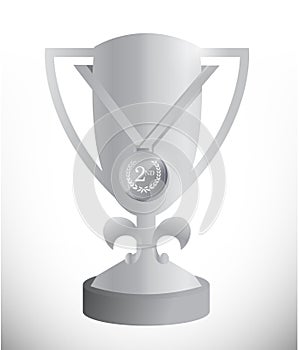 Silver trophy cup and medal illustration
