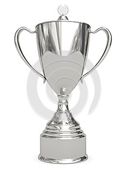 Silver trophy cup on white