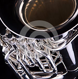 Silver Tuba Euphonium on Black Background photo