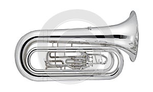 Silver Tuba, Tuba, Tubas Brass Music Instrument Isolated on White background
