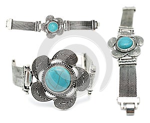 Silver and turquoise gemstone bracelet