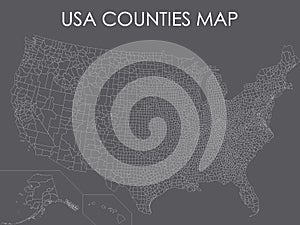Silver USA Counties Map