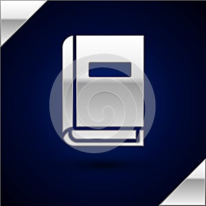 Silver User manual icon isolated on dark blue background. User guide book. Instruction sign. Read before use. Vector