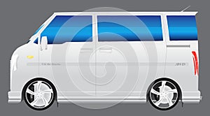 Silver van.Japanese kei car vector illustration.