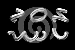 Silver vector 3d spirals set