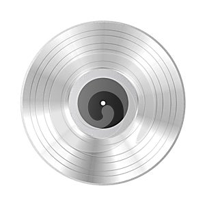 Silver Vinyl Record with Black Blank Label. 3d Rendering