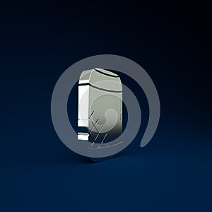 Silver Voice assistant icon isolated on blue background. Voice control user interface smart speaker. Minimalism concept