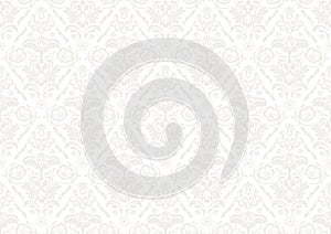 Silver Wallpaper with Damask Pattern