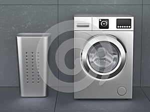 Silver washing machine and laundry hamper