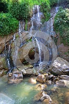 Silver waterfall at Cat Cat Village in Sapa Sapa Vietnam Indochina Asia. Waterfall landscape