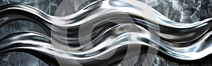 Silver Waves: Luxurious Metallic Texture Background with Gradient Line Shapes and Scratched Tile Pattern for Wallpapers and