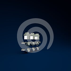 Silver Waves of water and evaporation icon isolated on blue background. Minimalism concept. 3d illustration 3D render