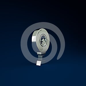 Silver Web camera icon isolated on blue background. Chat camera. Webcam icon. Minimalism concept. 3d illustration 3D