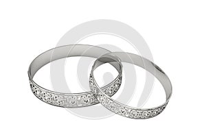 Silver wedding rings with magic tracery