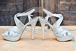 Silver High Heel Shoes