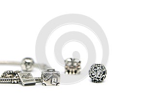 Silver white beads and charms