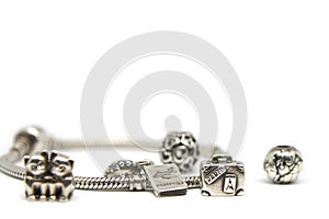 Silver white beads and charms