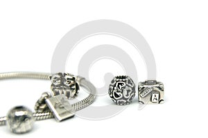Silver white beads and charms