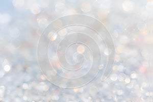 Silver and white bokeh lights defocused. abstract background. white blur abstract background. photo