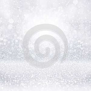 Silver white diamond jewelry background or Christmas snow glitter